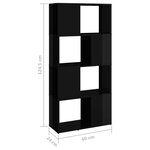 vidaXL Bibliothèque/Séparateur de pièce Noir brillant 60x24x124 5 cm