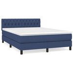 vidaXL Lit à sommier tapissier avec matelas Bleu 140x190 cm Tissu