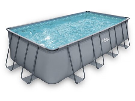 Piscine tubulaire grise - "LUDO 2" - 4 01 x 2 01 x 1 22 m - filtration à sable 2.5 m³/h