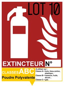 Autocollant vinyl - autocollant vinyl - signalétique extincteur abc poudre polyvalente - l.150 x h.200 mm uttscheid x 10