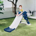 Toboggan enfant panier basket 2 à 6 ans usage intérieur extérieur dim. 146L x 68l x 68H cm balle + pompe incluses HDPE bleu blanc