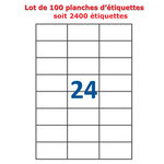 Lot de 100 planches étiquettes autocollantes blanches sur feuille a4 : 70 x 35 mm (24 étiquettes)