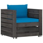 vidaXL Salon de jardin 12 Pièces avec coussins Bois imprégné de gris