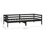 vidaXL Lit Noir Bois de pin massif 90x200 cm
