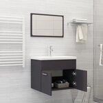 vidaXL Ensemble de meubles de salle de bain Gris Aggloméré