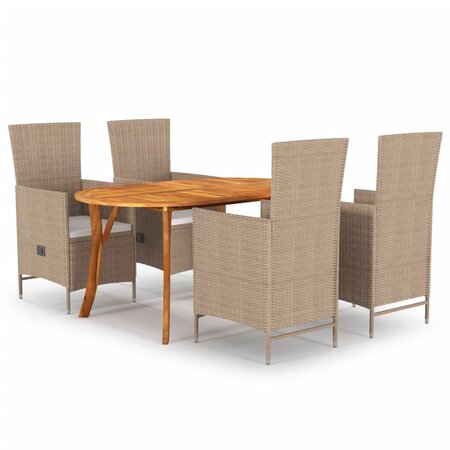 vidaXL Ensemble de salle à manger de jardin 5 Pièces Beige
