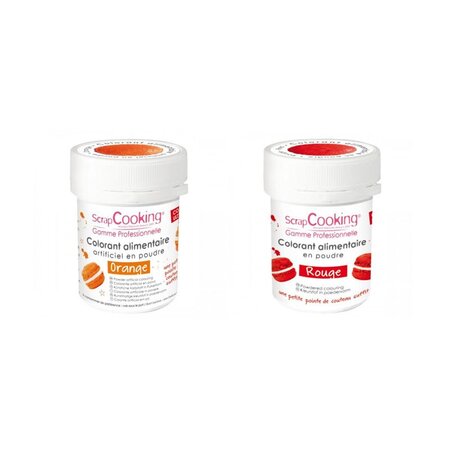 2 colorants alimentaires en poudre - rouge-orange
