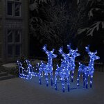 vidaXL Décoration de Noël Rennes et traîneau 280x28x55 cm Acrylique