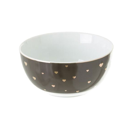 Bol gris petits c urs or en porcelaine