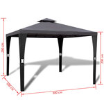 vidaXL Tonnelle avec toit 3x3 m Gris foncé