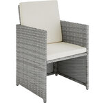 Tectake Salon de jardin MALAGA 10 places avec housse de protection - gris clair