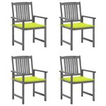 vidaXL Chaises de jardin avec coussins 4 Pièces Gris Bois d'acacia massif