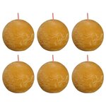 Bolsius Bougies boule rustiques 6 Pièces 76x71 mm Jaune nid d'abeilles