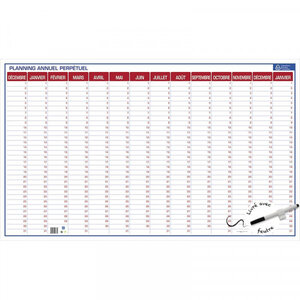 Planning perpétuel annuel réutilisable - 60 x 99 cm - bouchut