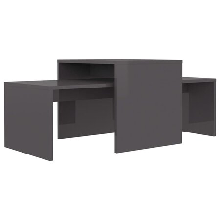 vidaXL Ensemble de tables basses Gris brillant 100x48x40 cm Aggloméré