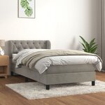 vidaXL Lit à sommier tapissier et matelas Gris clair 80x200 cm Velours