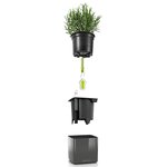 Lechuza jardinière de table cube glossy 14 all-in-one charbon brillant