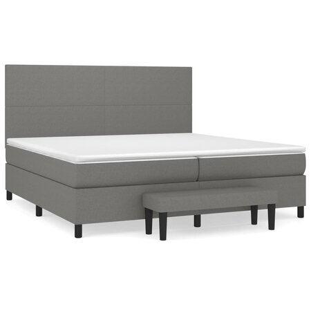 vidaXL Lit à sommier tapissier avec matelas Gris foncé 200x200cm Tissu