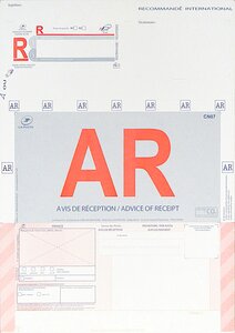 Boite de 250 Imprimés pour envoi de courrier recommandé International - avec accusé de réception et sans code barre