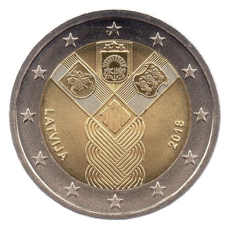 Pièce de monnaie 2 euro commémorative lettonie 2018 – etats baltes