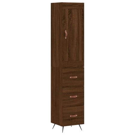 vidaXL Buffet haut Chêne marron 34 5x34x180 cm Bois d'ingénierie