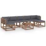 vidaXL Salon de jardin 8 Pièces avec coussins anthracite