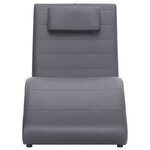 vidaXL Chaise longue avec oreiller Gris Similicuir