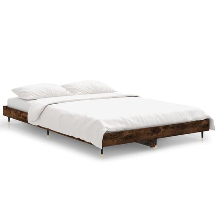vidaXL Cadre de lit chêne fumé 120x190 cm bois d'ingénierie