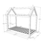Lit cabane  70x140cm pin massif laqué Blanc