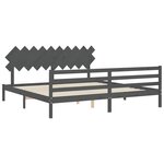 vidaXL Cadre de lit avec tête de lit gris 200x200 cm bois massif