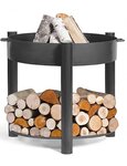 Brasero de jardin SOLAFA XL avec range bois en acier