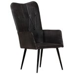 vidaXL Chaise à oreilles Noir Cuir véritable