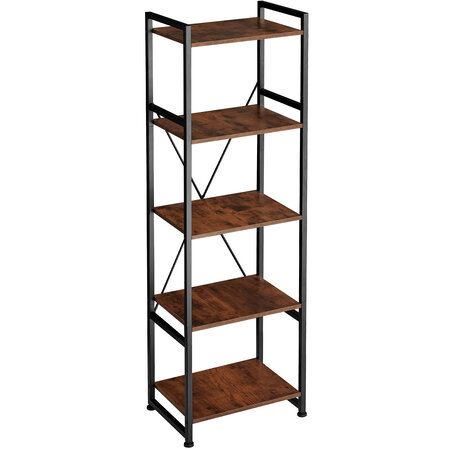 Tectake Etagère bibliothèque MANCHESTER style industriel 47,5 x 34,5 x 151,5 cm - bois foncé industriel