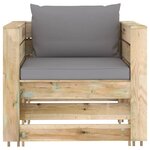 vidaXL Salon de jardin 2 Pièces avec coussins Bois imprégné de vert