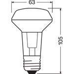 Osram spot r63 led verre clair 4 3w=60 e27 chaud