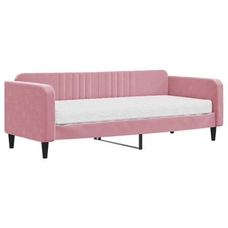 vidaXL Lit de jour avec matelas rose 90x200 cm velours