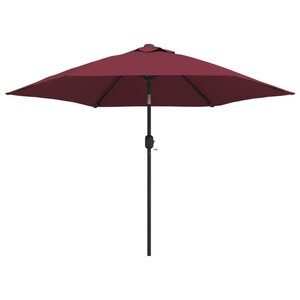 vidaXL Parasol d'extérieur avec LED et mât en acier 300 cm Bordeaux