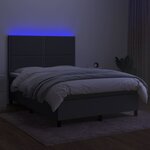 vidaXL Sommier tapissier et matelas et LED Gris foncé 140x190 cm Tissu