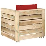 vidaXL Salon de jardin 2 Pièces avec coussins Bois imprégné de vert