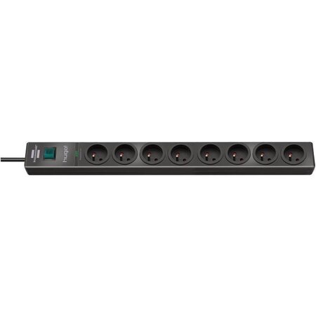 Brennenstuhl Multiprise hugo! Anthracite - 8 prises - avec parafoudre et 2m de câble (19.500A)