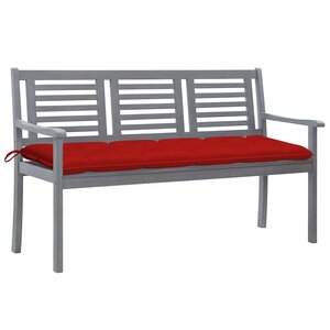 vidaXL Banc de jardin 3 places avec coussin 150 cm Gris Eucalyptus