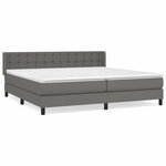 vidaXL Lit à sommier tapissier avec matelas Gris 200x200 cm Similicuir