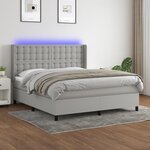 vidaXL Sommier tapissier et matelas et LED Gris clair 180x200 cm Tissu