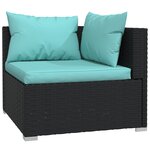 vidaXL Salon de jardin 4 Pièces avec coussins Noir Résine tressée