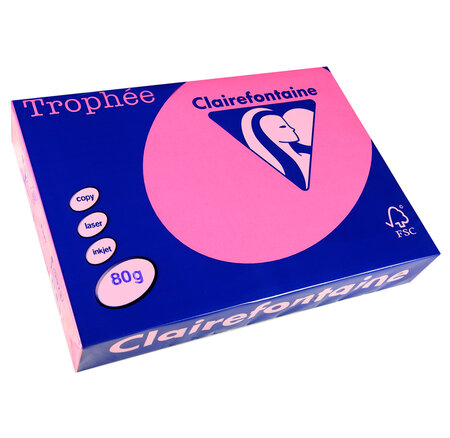 Ramette 500 feuilles papier 80g a4 210x297 mm certifié fsc fluo rose trophée