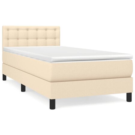vidaXL Lit à sommier tapissier et matelas Crème 90x190 cm Tissu