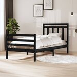 vidaXL Cadre de lit Noir Bois massif 100x200 cm