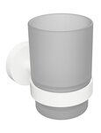 Porte-verre mural WHITE en laiton blanc et en verre 7x9,5x10,5cm