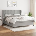 vidaXL Lit à sommier tapissier avec matelas Gris clair 160x200cm Tissu