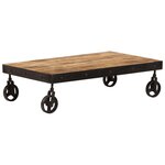 vidaXL Table basse avec roulettes Bois de manguier massif 100x60x26 cm